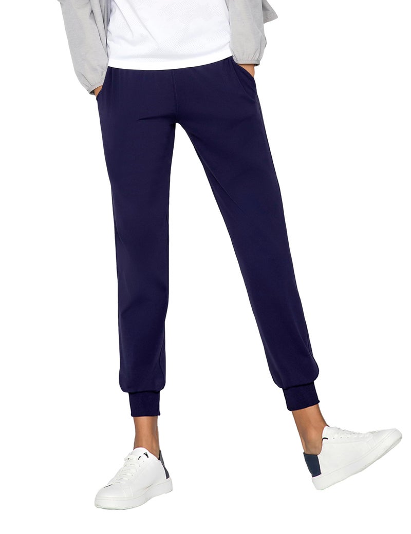 AJISAI Women's Joggers Pants with Pockets Drawstring Sweatpants for Running Workout Lounge Wear Navy S - Image 1
